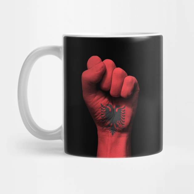 Flag of Albania on a Raised Clenched Fist by jeffbartels
